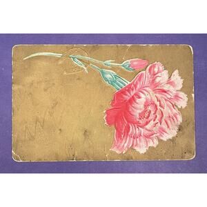 Antique Rose Postcard Embossed Postmarked 1909 Dopisnice